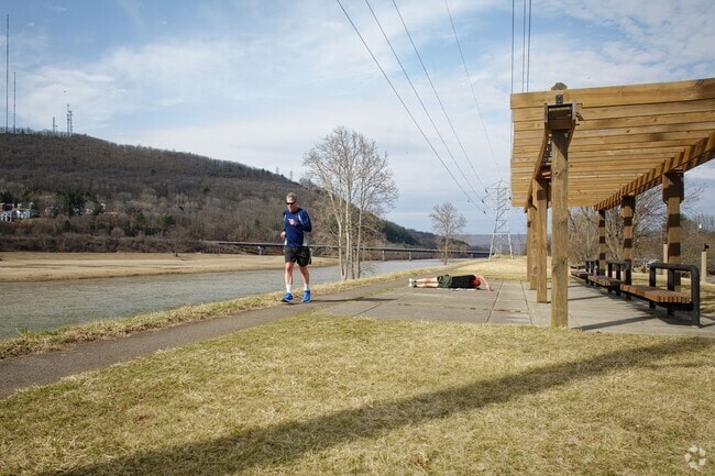 Corning Riverfront Trail runs 2 miles along the Chemung River and is popular with outdoor enthusiasts.