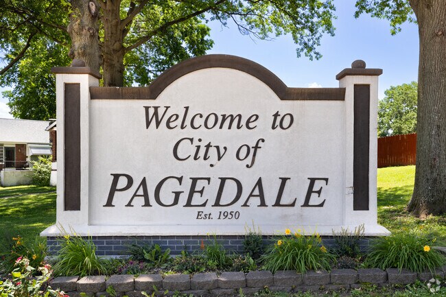 A Welcome to Pagedale sign can be found on Page Ave at the border of the community.