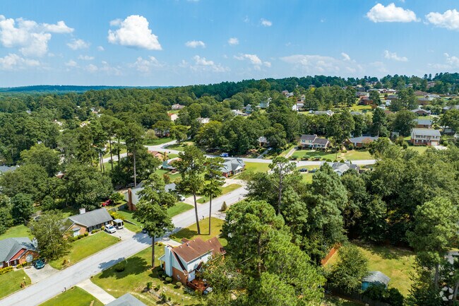 Pepperidge features long streets that sit on hill slopes.