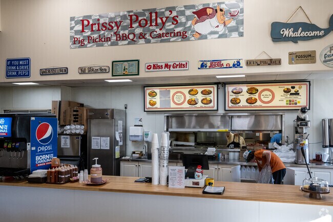 If you are hungry for BBQ look no further that Prissy Polly's in the Abbots Creek neighborhood.