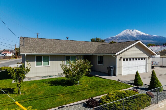 A ranch-style home offers views of Mount Shasta.