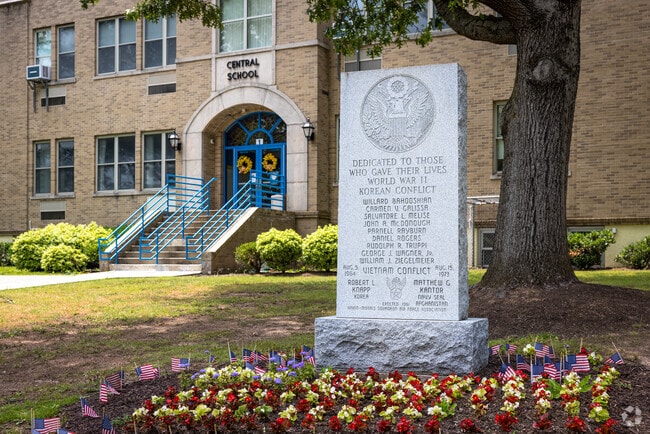 A war memorial outside of Central Middle School, Long Hill, NJ.