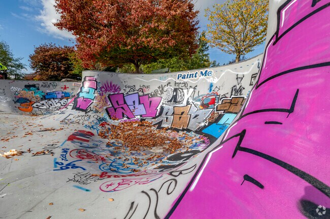 A public legal graffiti wall at Milton Commons Skatepark in Fife Heights.
