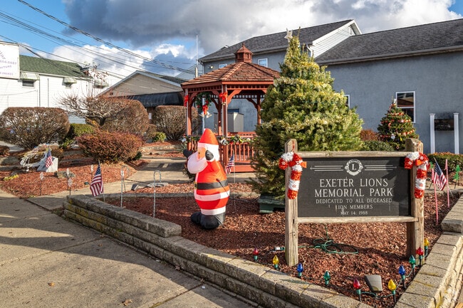 Exeter Lions Memorial Park in Exeter, PA, is a pocket park with seating and a small pavilion.