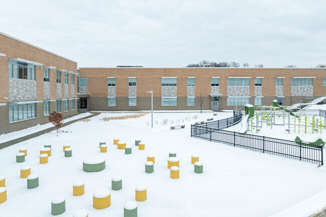 For outdoor learning at Katherine Johnson Global Academy, students have a space to sit.