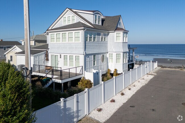 Waterfront homes sit steps from the beach in The Alphabets.