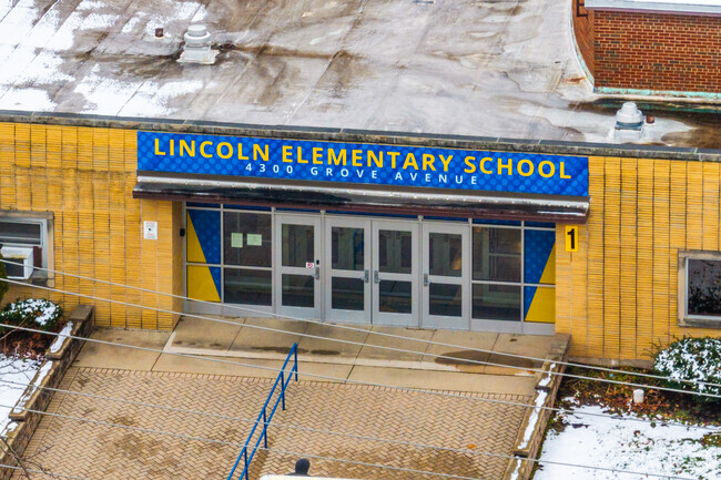 Lincoln Elementary School features a yellow and red brick design.