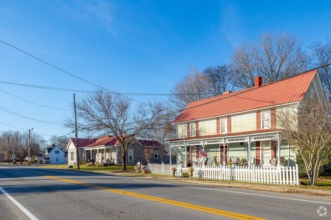 Historic homes sit along Route 25 in Cross Plains.