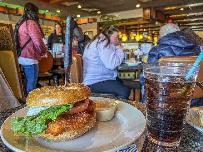 Grab a fresh chicken sandwich at the Randolph Diner.
