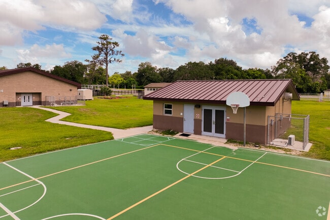 The path from the gym at Wyomina Park Elementary School
leads to the basketball court.