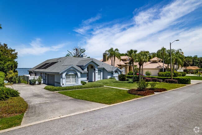 A beautiful row of waterfront homes sit in Tavares.