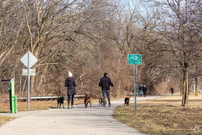 Walk the dogs and get some fresh air at the Waterfall Loop Trail in Dearborn.