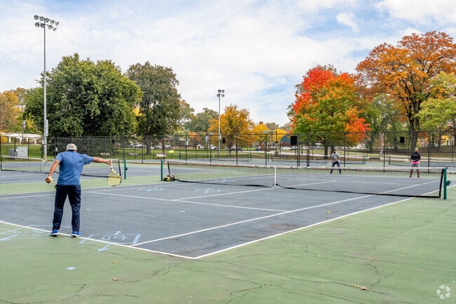 Rockefeller Park, near St. Clair-Superior has tennis courts, a playground, and walking paths.