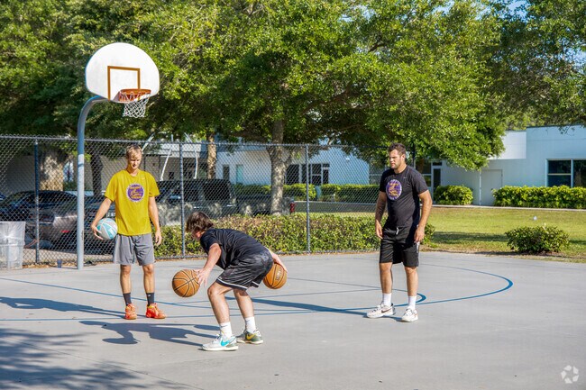Practice some basketball on the courts at Roberts recreation center.