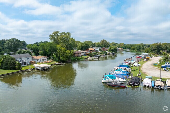Many Northeast Fox Lake homes sit on the lakefront or its connecting channels.