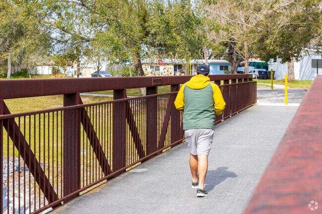 Lockhart residents enjoy walking along the footbridge at Riverside Acres Park.