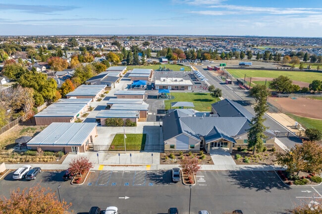 The beautiful campus of Woodland Christian School includes modern amenities for students.
