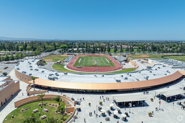 Students taking a lunch break at Segerstrom High School.