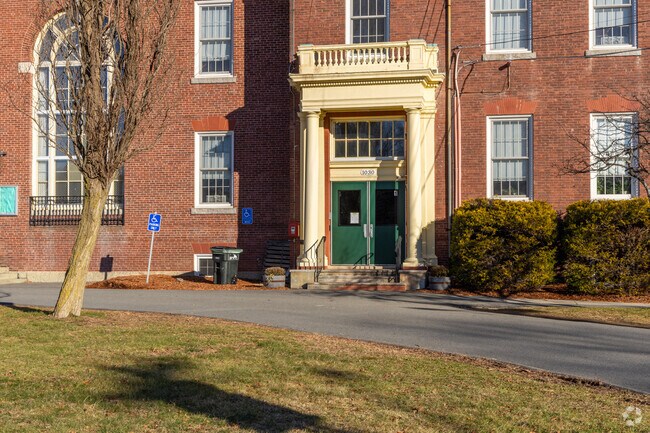 One of the entrance doots to the Greenwood School in Wakefield, MA.