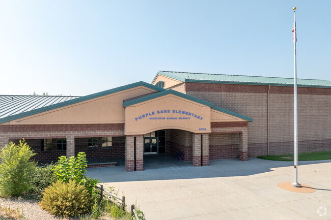 Front entrance at Purple Sage Elementary.