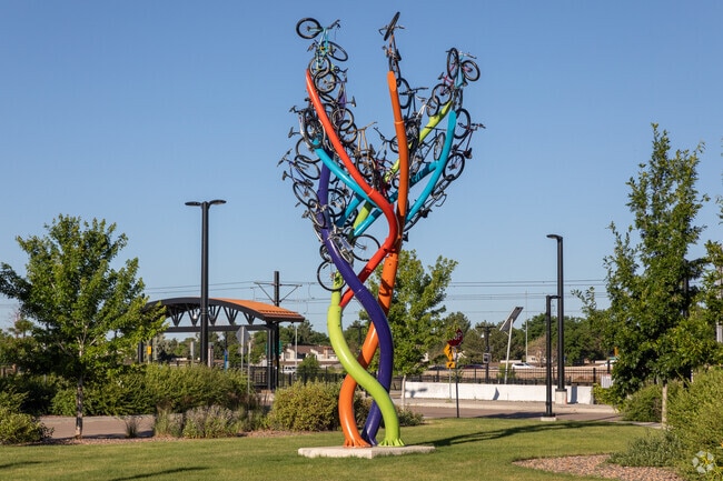 Bike-Nado is a sculpture that can be found in Chambers Heights at the 13th Ave station.