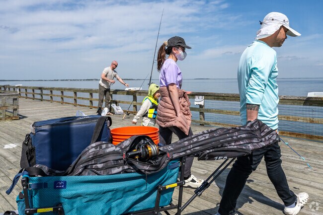 Bring all of your fishing gear to the Romancoke Pier and catch some rockfish.