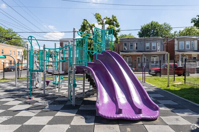 The playground at Whitman Square Park has many things for the kids to play on.
