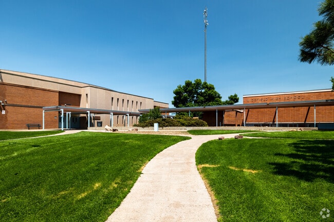 Widefield High School has many open green areas.