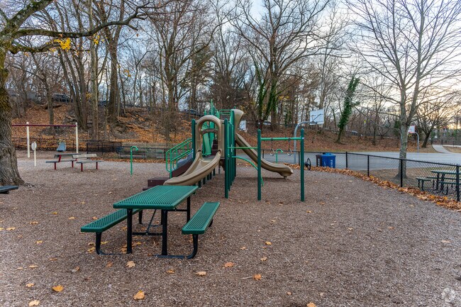Garth Road Park has a playground and basketball court.