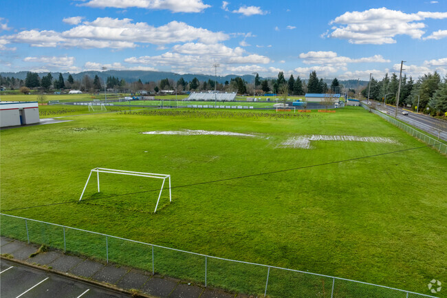 Churchill High School has a soccer field for students to play on in Eugene, Oregon.