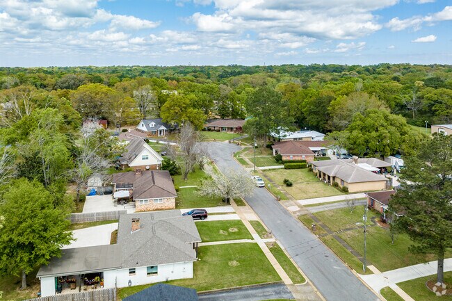 Homes in Terrace Hills are surrounded by towering trees.