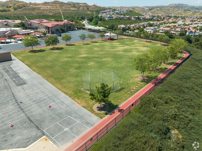 An aerial of the field at West Creek Academy in Valencia, CA.