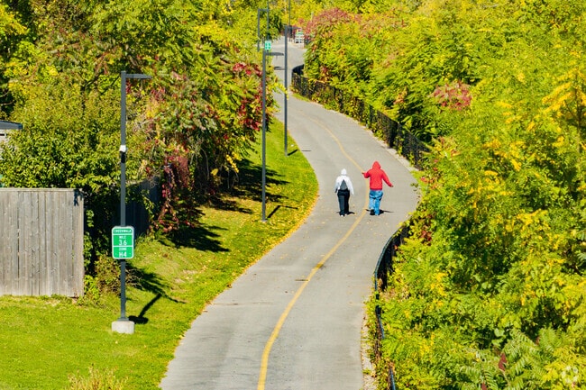 Elmwood’s tree-lined path offers a quiet escape for walkers and neighbors alike.
