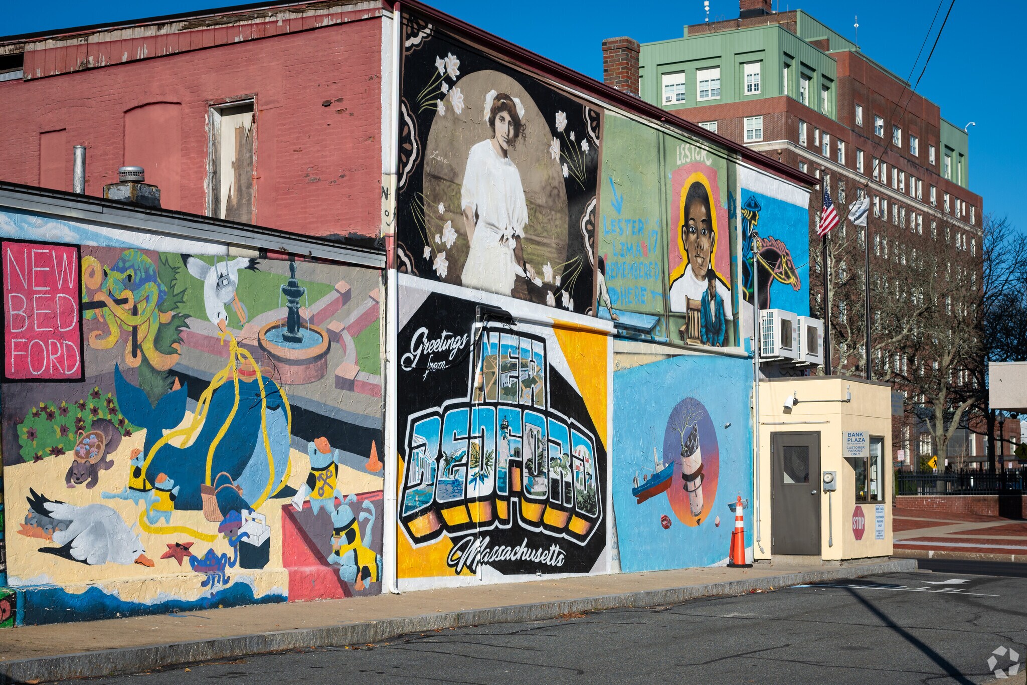 As visitors stroll through New Bedford's downtown, they are greeted by these vibrant murals.