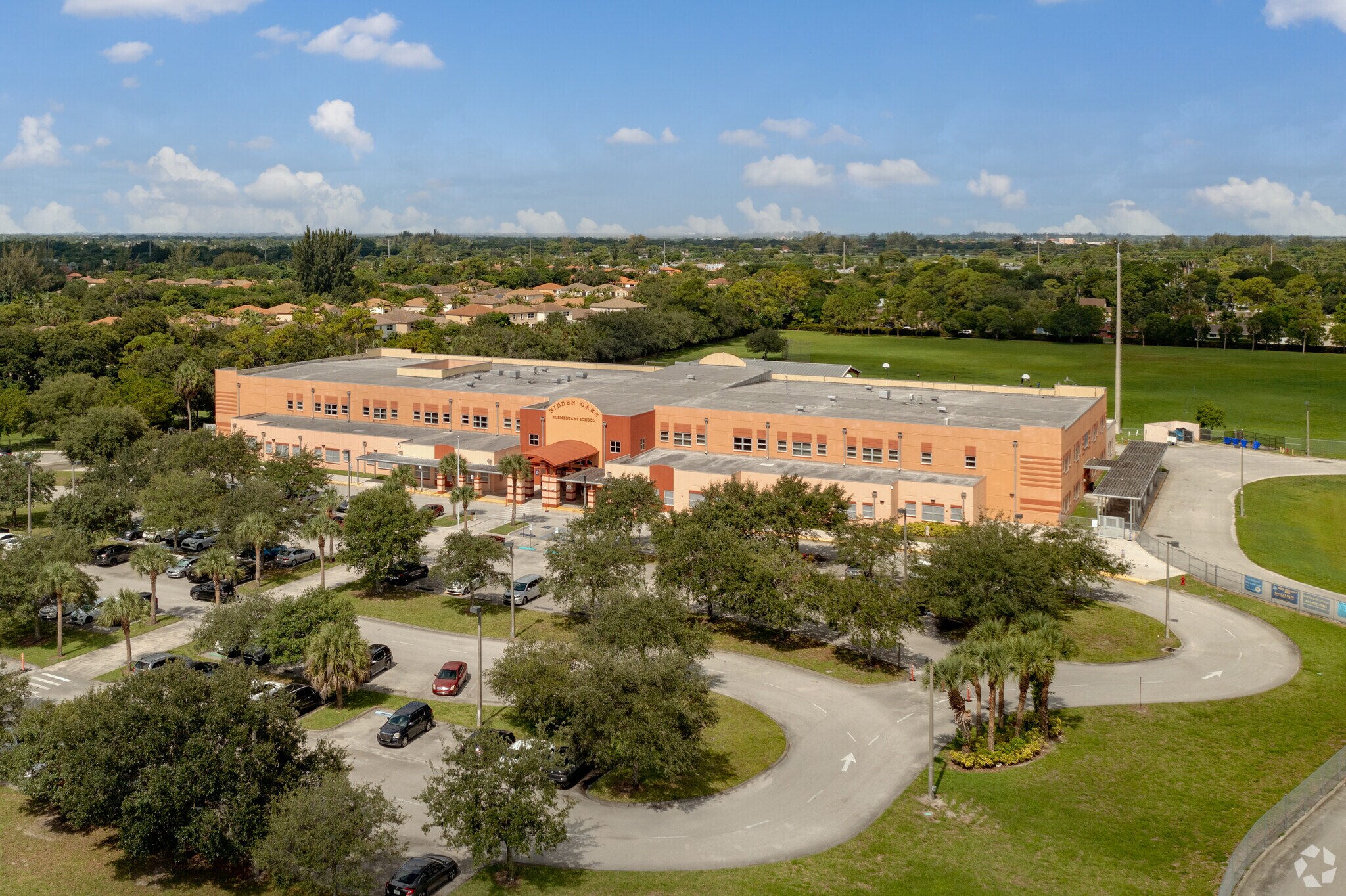 Aerial View of Hidden Oaks Elementary School in Boynton Beach, FL.
