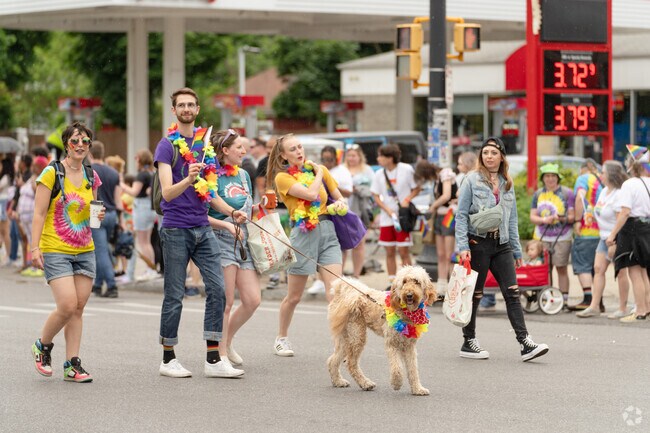 The Pride Parade goes right through Elmwood Bidwell.
