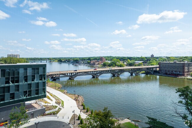 North End Square runs along Rock River in Rockford, IL.