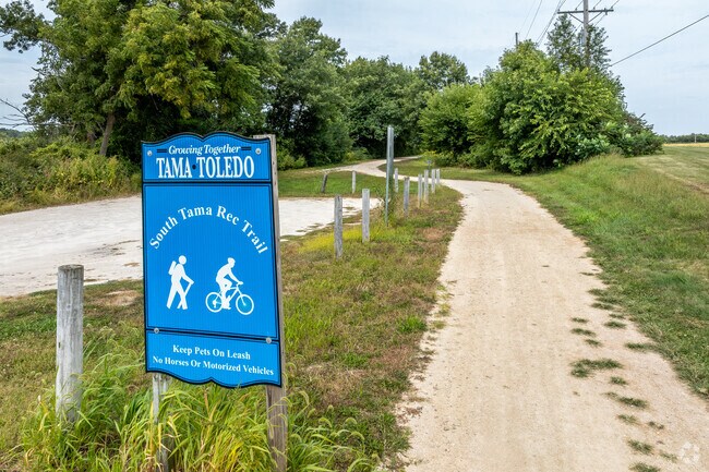 South Tama Recreation Trail has several miles of trail that circumvents Tama.