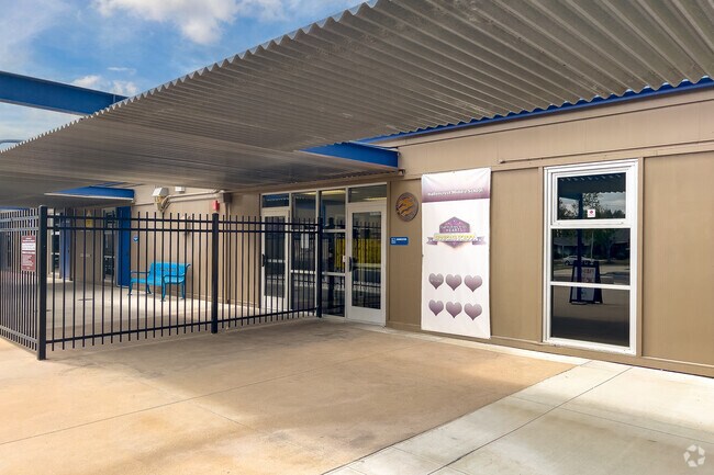 View of entrance at Hollencrest Middle School in South Hills.