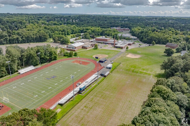 Lyman Hall High School is located at 70 Pond Hill Road in Wallingford, CT.