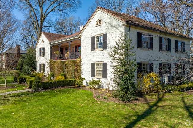 Spanish revival homes sit on large estates with pristine landscaping in Wyomissing.