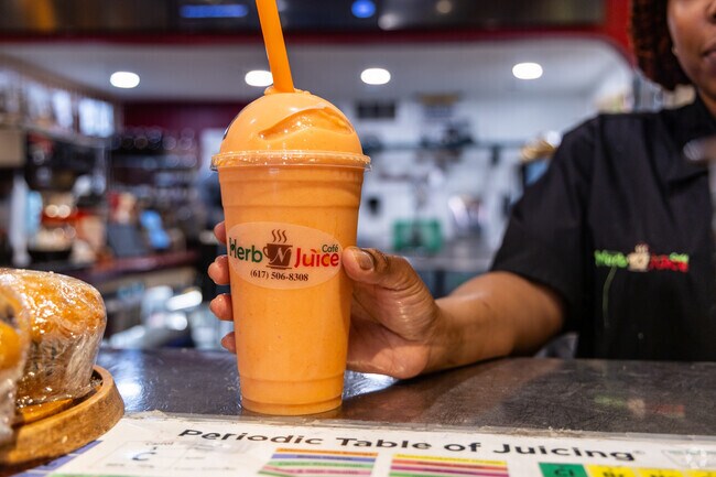 Stop by Herb and Juice Cafe for incredible juices and all your wellness needs in Fields Corner West.