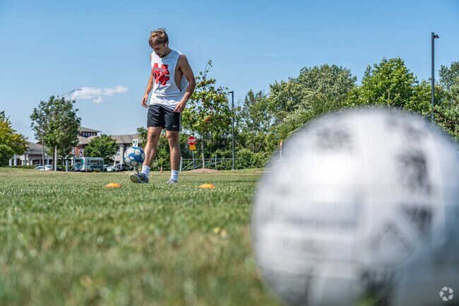 Expansive grass fields at Nike Park are perfect for a soccer match.