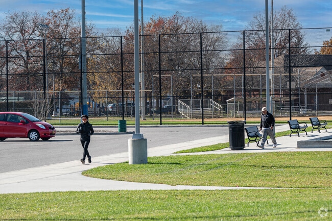 Locals exercise in the morning at the local park in Farmingdale.
