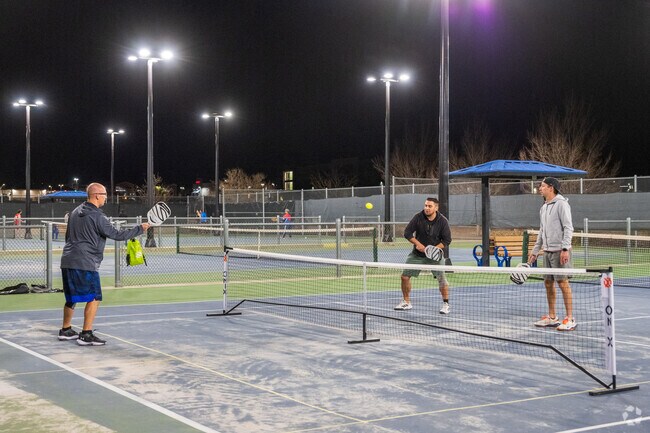 Pickleball is very popular at Domingo Baca Park just minutes away from Academy Acres North.