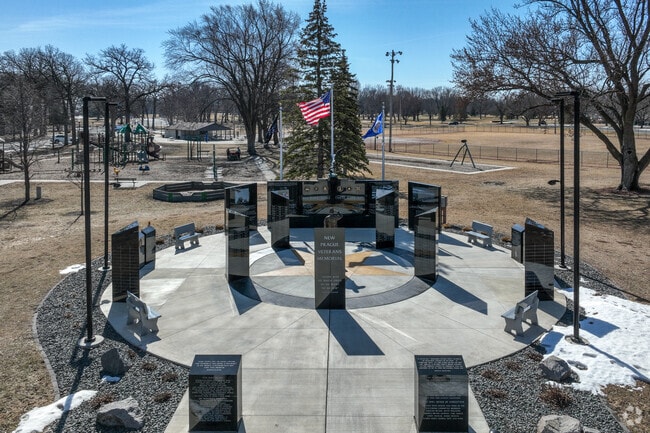 Memorial Park features an impressive memorial to our veterans.