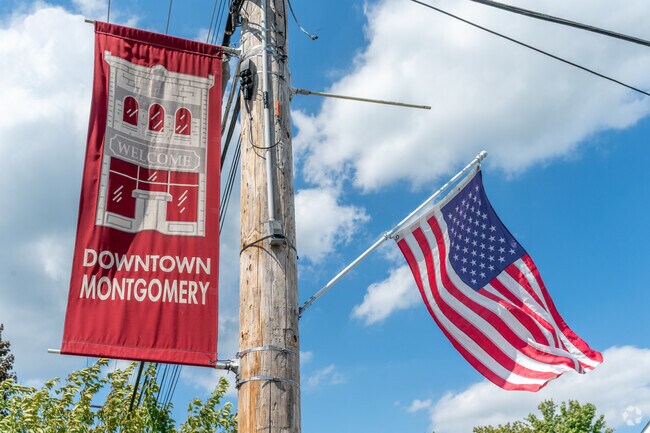 Flags wave over downtown Montgomery, marking the heart of the city’s landscape.