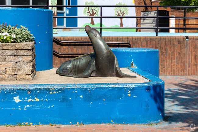 A whimsical statue at Margaret Brent Elementary/Middle School .