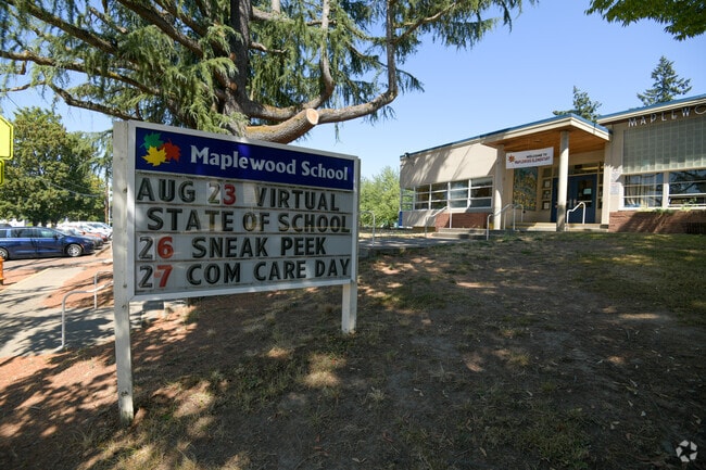 Bulletin board for events at Maplewood Elementary School.