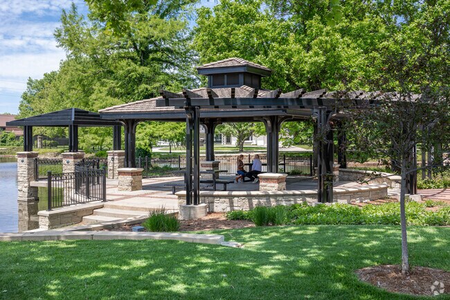There is a beautiful cabana at Eastborough park near the pond.